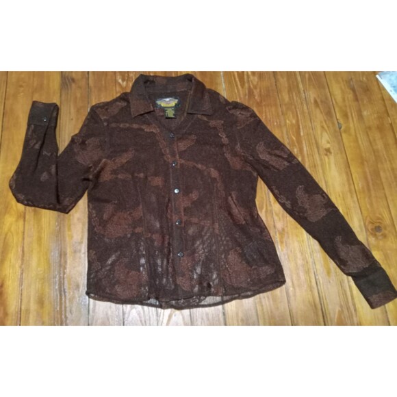 Harley Davidson Rare Find XL women mesh blouse with eagles - Picture 3 of 14